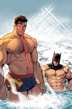 batman and robin wayne standing in the water