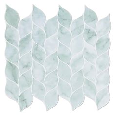 a white marble mosaic tile with wavy leaves