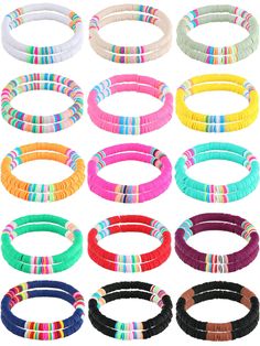 PRICES MAY VARY. Safe material: the beads of the colorful bracelets are made of quality soft ceramic material, with a smooth surface, which are light overall weight, not easy to fade, and comfortable to wear; This material is not irritating to the skin, so you can use it with confidence Appropriate size: this rainbow beaded bracelet has only one size, and this size is designed according to the actual needs of most women, so it can meet the needs of most women; In addition, the bracelet has quali Bracelets Surfer, Bracelets Rainbow, Bracelets For Kids, Bracelets Summer, Heishi Bracelets, Bracelets Boho, Handmade Friendship Bracelets