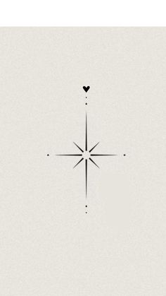 a black and white image of a star with a heart on the middle one side