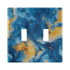 a blue and yellow marble light switch cover