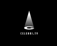 the celebri tv logo is shown in black and white, with a spotlight on it