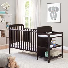 Specification Main Color: Espresso  Main Material: Solid Wood  Details Product Features:  The Ramsey crib, with attached changing table, is the perfect choice for parents looking to maximize style in a limited space  Its clean lines and four classic finishes make this collection a fit in any nursery  The attached changing table provides convenient closeness to the crib as well as ample storage for all of your baby's essentials  Once your child outgrows their crib, easily convert the Ramsey into Crib And Changing Table Combo, Crib With Changing Table, Twin Room, Crib Toddler Bed, Adjustable Mattress, Crib Sets, Nursery Crib, Day Bed, Toddler Furniture