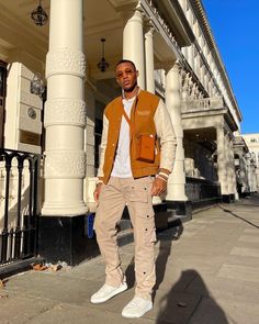 Mens Fashion Nova Outfits, Black Mens Fall Outfits Street Style, Black Guy Fall Outfits, Black Men Street Fashion Winter, Streetwear Fashion Men Winter, Tan Streetwear Outfit Men, Brown Streetwear Outfit Men, Black Guy Winter Outfits, Black Men Fall Fashion