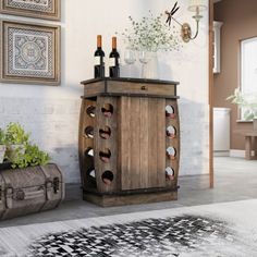 a wine cabinet in the corner of a living room