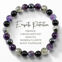 Empath Protection Bracelet - Tarah Co Empath Protection, Stay Grounded, Tourmaline Bracelet, Protection Bracelet, Rainbow Fluorite, Protect Yourself, Black Tourmaline, Empath, Negative Energy