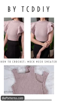 the front and back views of a knitted top