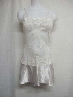 "Short White Lace and Satin Nightgown Unbelievably adorable! Sheer Baby doll /white nightie! Tons of lace with a satin flouncy skirt This is sassy! (Like You!) Small 36\" bodice 40\" Hip 32\" length Easy care poly GREAT for brides! https://www.etsy.com/shop/BelindasStyleShop" Lace Nightgown Camisole For Night, Coquette Lace Nightgown For Bedtime, Lace Camisole Nightgown, Lace Patchwork Sleepwear For Wedding Night, Wedding Night Lace Sleepwear With Lace Patchwork, Sheer Lace Sleepwear For Bedtime, Lace Camisole Nightgown For Sleep, Sheer Lace Sleepwear, Sheer Lace Slip Dress For Sleep