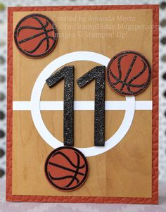 a basketball themed birthday card with the number one on it