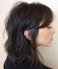 Wolf Cut With Curtain Bangs, Side Bangs Hairstyles, Short Grunge Hair, Lifeless Hair, Wolf Cut, Long Black Hair, Medium Hair Cuts