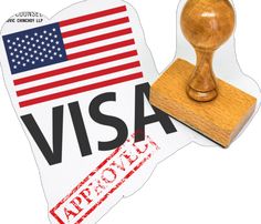 a rubber stamp with the words visa approved and an american flag