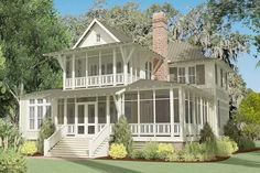 this is an artist's rendering of a house with porches and balconies