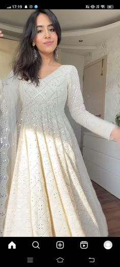 Kurta Designs Women Wedding, Traditional Trending Outfits, Chicken Kari Anarkali Suits, Trendy Kurti Neck Designs, White Frock Suit Design, Churidar Designs Latest Party Wear, Simple Non Traditional Wedding Dress, White Sharara Designs, Farewell Kurti