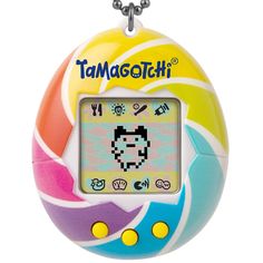 an electronic device is in the shape of a ball with a cartoon character on it