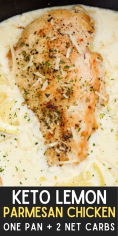 This Keto Lemon Parmesan Chicken is a one pan recipe, ready in under 30 minutes that contains just 2 net carbs per serving! Keto Chicken Scampi, Low Carb Chicken Skillet Recipes, Keto Diet Recipes Dinners, Low Carb One Pot Meals, Keto Chicken Crockpot Recipes, R3 Meals, Keto Chicken Breast Recipes, Chicken Keto Recipes, Lemon Parmesan Chicken