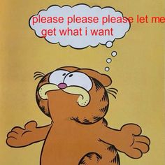 an image of a cartoon cat saying please please please let me get what i want