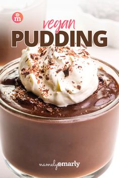 a chocolate pudding with whipped cream on top