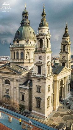 an aerial view of a large building with many spires and domes on it's sides