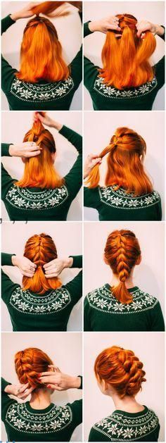 Faux braid updo for shorter hair Braided Updo For Short Hair, Faux Braids, Step By Step Hairstyles, Penteado Cabelo Curto, Short Hair Updo, Braided Updo, Hairstyles For Round Faces, Cool Haircuts, Copic