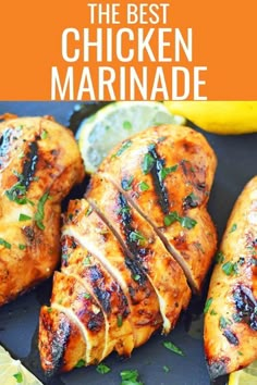 chicken marinade with lemons and herbs on the side