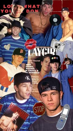 a collage of young men with pictures on them and the words laygirl above them