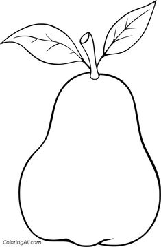 a pear with leaves on it coloring page