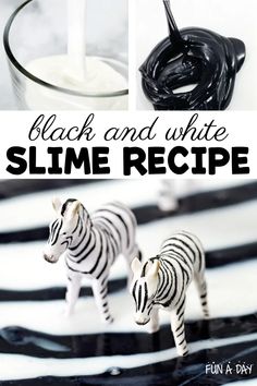 Zebra Slime That's Perfect for a Zoo Theme - Fun-A-Day! Zebra Craft For Preschoolers, Black And White Activities For Toddlers, Zoo Sensory Bin Preschool, Animal Theme Activities, Safari Science, Dinosaur Sensory, Black Slime, Zoo Preschool