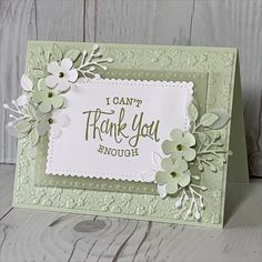 a handmade thank card with flowers on it