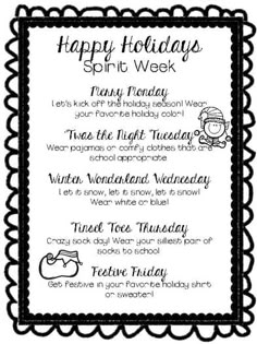 Holiday Spirit Week by Simply First | TPT Work Holiday Spirit Week Ideas, Halloween Spirit Week Ideas For Work, Halloween Spirit Week Ideas, Christmas Preschool Crafts, Fundraiser Ideas School