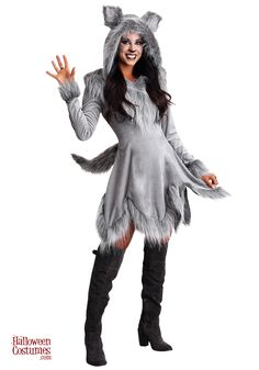 a woman dressed in a wolf costume