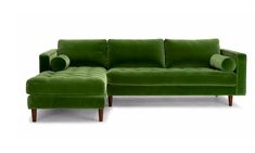 a green couch and ottoman on a white background