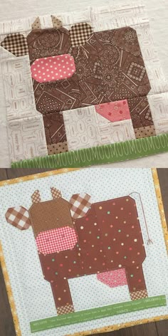 two patchwork quilts with different designs on them