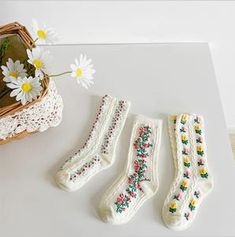 Floral Embroidery Socks 3pcs/pack – Teeny Mini Me Flower Socks, Floral Socks, Girls Fur, Soft Socks, Baby Boutique Clothing, Toddler Socks, Baby Flower, Soft Sock