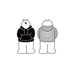 two cartoon bears standing next to each other