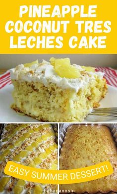 pineapple coconut trees leches cake with text overlay