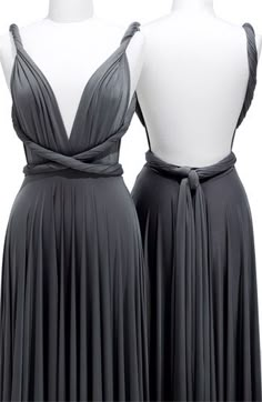 Nordstrom's has a video on how to tie all of the multi way dresses.  Score! Knee Length Prom Dress, Mode Mantel, Grey Bridesmaids, Grey Bridesmaid Dresses