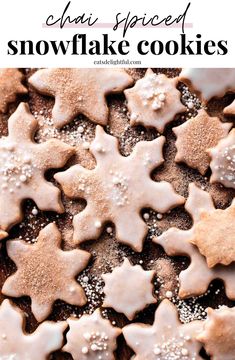 glazed and decorated snowflake cookies on wooden serving board Chai Cookies Recipe, Chai Spice Cookies, Spice Sugar Cookies, Cut Out Cookie Recipe, Snowflake Cookies, Cutout Sugar Cookies, Cookie Flavors, Sugar Cookie Dough, Chai Spice