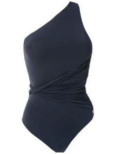 Shop blue Brigitte Alessandra draped one-piece with Express Delivery - Farfetch Cruise Fashion, Normal Clothes, Fashion Drawing Dresses, Swimming Outfit, Causual Outfits, Cute Swimsuits, Logo A, Shoulder Design, Swag Outfits