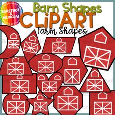 the barn shapes clipart is shown in red and white