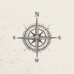 a compass is shown in black and white with the words, somewhere written on it