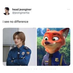 an image of a fox and a man in uniform with caption that reads, i see no differences