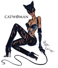 a drawing of a catwoman sitting on the ground