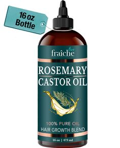 PRICES MAY VARY. GROW BACK THINNING HAIR: This pure and powerful blend helps stop thinning hair by stimulating the scalp, improving blood circulation, and encouraging healthy hair growth. Using castor and rosemary oil for hair growth encourages enhanced follicle activity and hair shaft restoration by providing rich nutrients that strengthens hair from root to tip to halt premature fallout. MESS FREE - PRECISON TWIST NOZZLE APPLICATOR CAP - a rosemary and castor oil blend is thick and can be hard to apply. That is why we have designed this precision cap and squeeze bottle to ease the hair care product application for an easy mess-free process! YOUR KEY TO THICKER SILKY SOFT HAIR: Our cold pressed hexane free castor oil and rosemary for hair growth hair care oil is formulated to grow you a b Indian Hair Growth Oil, Hair Growth And Thickening, Rosemary For Hair, Rosemary Oil For Hair Growth, Natural Skin Moisturizer, Pure Castor Oil, Castor Oil For Hair Growth, Rapid Hair Growth, Rosemary Oil For Hair