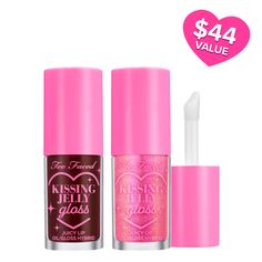 Limited Edition Ready-To-Gift Holiday Set | Too Faced Kissing Jelly Lip Oil Gloss: Perfect Pair Set - NET WT. 0.15 oz/4.50 ml/Each Too Faced Kissing Jelly Gloss, Concealer Guide, Mascara Guide, Too Faced Lip Gloss, Lipstick Guide, Lip Oil Gloss, Plumping Lipstick, Lip Gloss Collection, Lip Palette