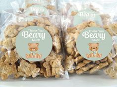 two bags of beary munchs with thank you labels