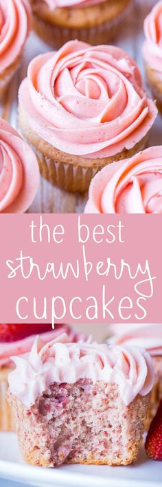 the best strawberry cupcakes with pink frosting