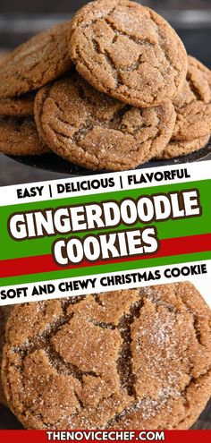 the recipe for gingerdoodle cookies is shown here