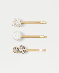 Our pearlized crystal bobby pins clip your coif with a polished touch. 2 1/2" width.,Imported:Imported,Fabrication:N/A Pearlized Crystal Bobby Pin Set by Ann Taylor Size regular - One Size Goldtone Women's Hair, Accessories, Fashion, Accessories, N/A Women's Hair Accessories, Knitted Suit, Bobby Pin, Women's Hair, Detail Shop, Accessories Fashion, Double Knitting, Egift Card, Effortless Style