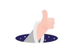 a thumbs up in the middle of a hole with stars on it, and an image of