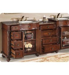 a double sink vanity with marble top in a bathroom